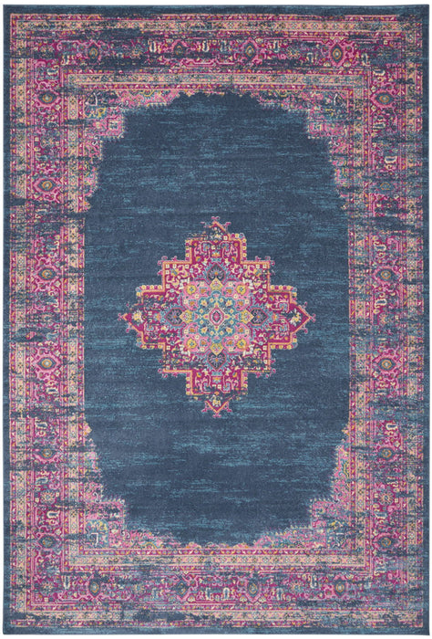 12' x 18' Moroccan Power Loom Distressed Area Rug - Blue