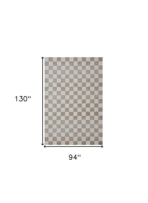 8' x 11' Checkered Power Loom Area Rug - Beige And Brown