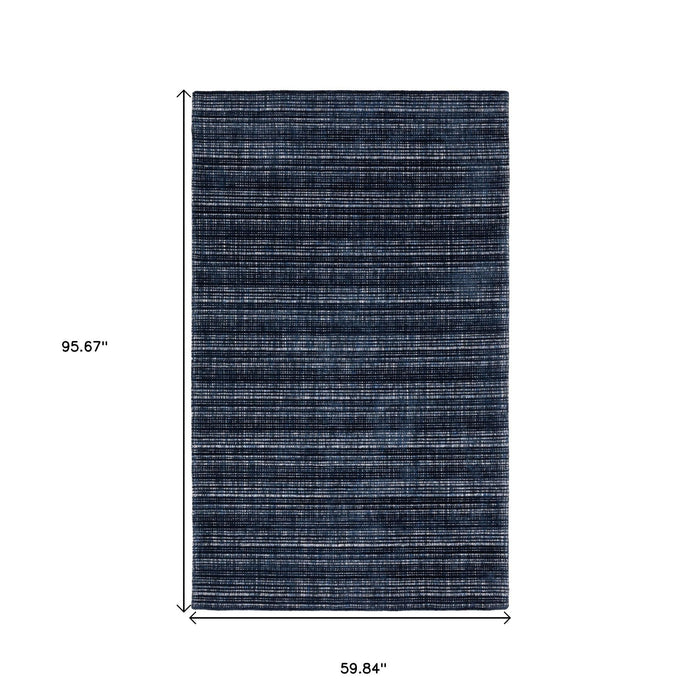 5' X 8' Striped Hand Tufted Area Rug - Blue
