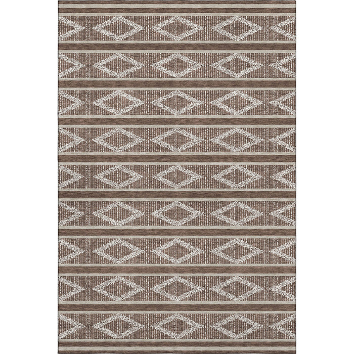 10' X 14' Geometric Washable Area Rug With UV Protection (680765) - Brown / Beige