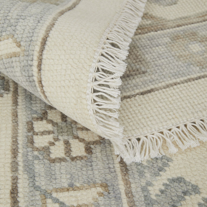 9' X 13' Wool Floral Hand Knotted Area Rug With Fringe - Ivory
