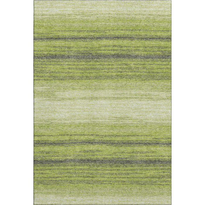 10' X 14' Striped Washable Area Rug With UV Protection (681131) - Lime Green / Gray / Ivory