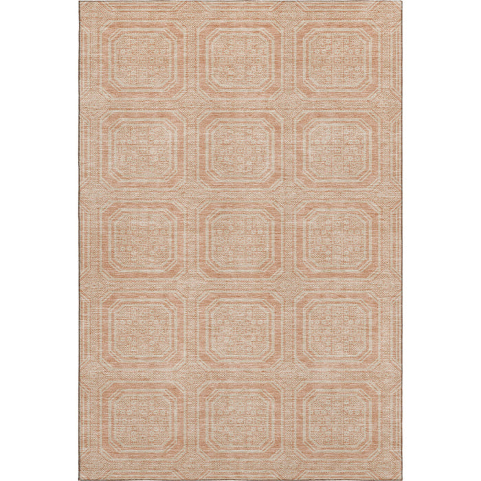 10' X 14' Geometric Washable Area Rug With UV Protection (693822) - Peach / Ivory