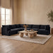 Meridian Furniture Hammond velvet upholstered 7-piece U-shaped armless sectional sofa with plush cushions and modern design.
