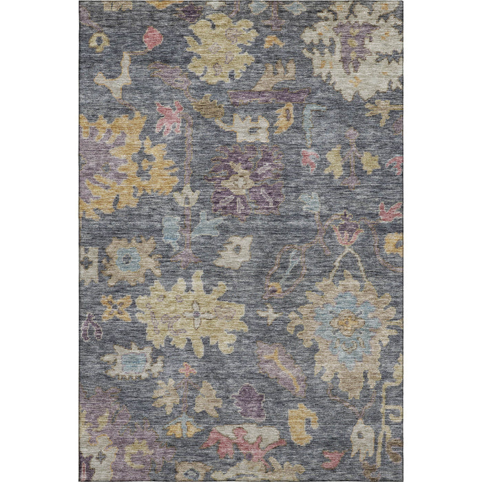 10' X 14' Floral Washable Area Rug With UV Protection (684504) - Blue / Gold / Coral