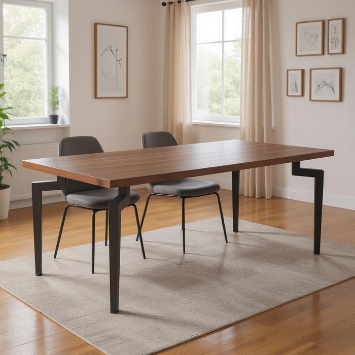 71" Wood And Steel Dining Table - Brown