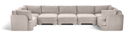 Meridian Furniture Hammond velvet performance fabric U-shaped sectional sofa with seven pieces, plush upholstery, and modern design.