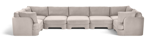 Meridian Furniture Hammond velvet performance fabric U-shaped sectional sofa with seven pieces, plush upholstery, and modern design.