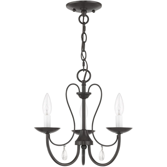 12" Three Light Dimmable Chandelier With Shades - Bronze