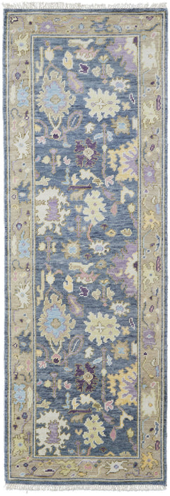 8' Wool Oriental Hand Knotted Runner Rug With Fringe - Gold
