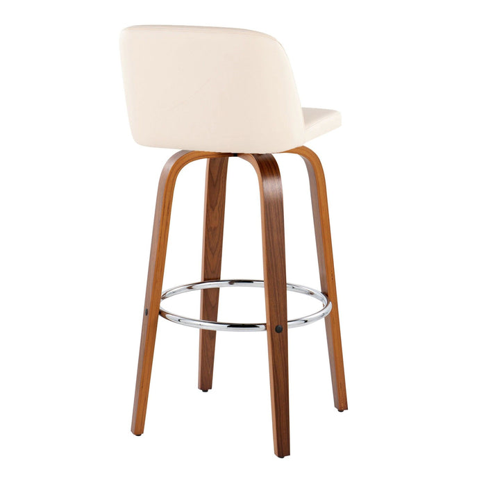 Toriano - 30" Fixed-Height Barstool (Set of 2) - Walnut And Beige