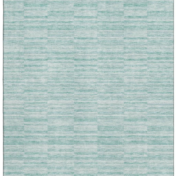 10' X 14' Striped Washable Area Rug With UV Protection - Turquoise