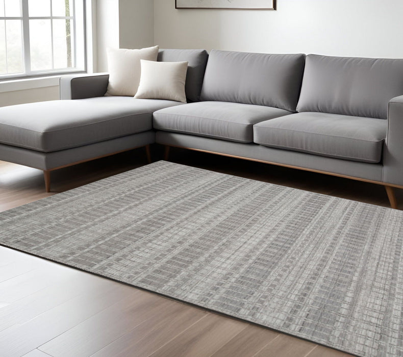 7' x 9' Geometric Hand Woven Area Rug - Gray And Ivory