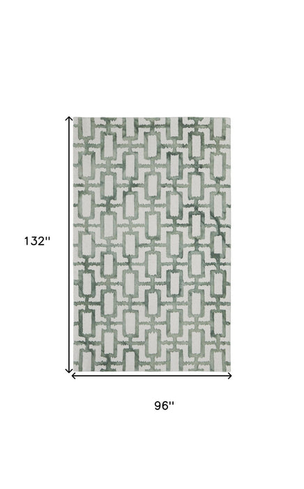 8' x 11' Wool Geometric Tufted Handmade Area Rug - Ivory And Green