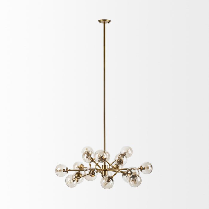 Metal Eighteen Bulb Hanging Chandelier - Gold