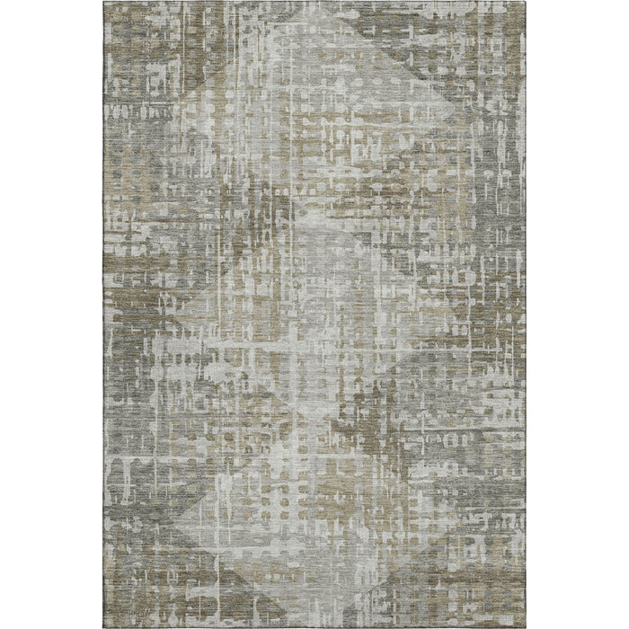 10' X 14' Geometric Washable Area Rug With UV Protection (715015) - Pewter / Gray