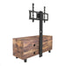 Rustic brown Giga TV console with push-to-open storage cabinet, wood and glass TV stand for living room or bedroom.