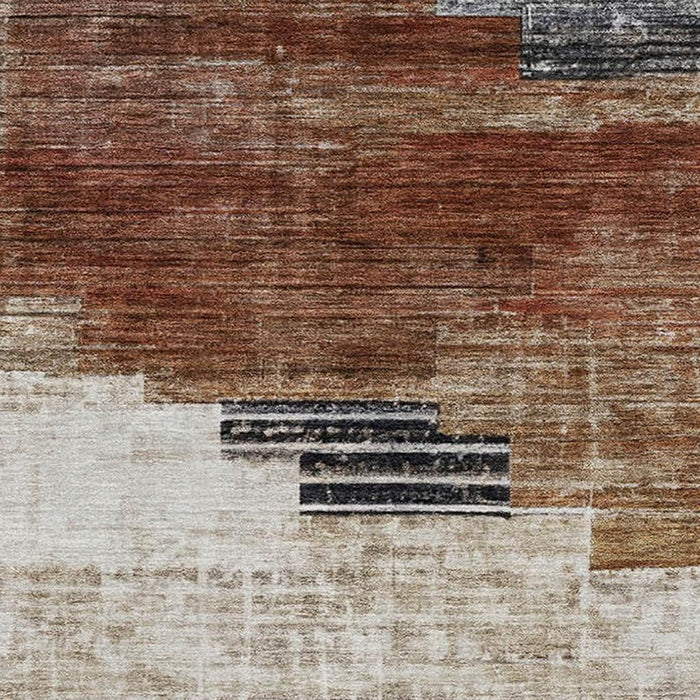 10' X 14' Geometric Washable Area Rug With UV Protection (704939) - Rust / Gray