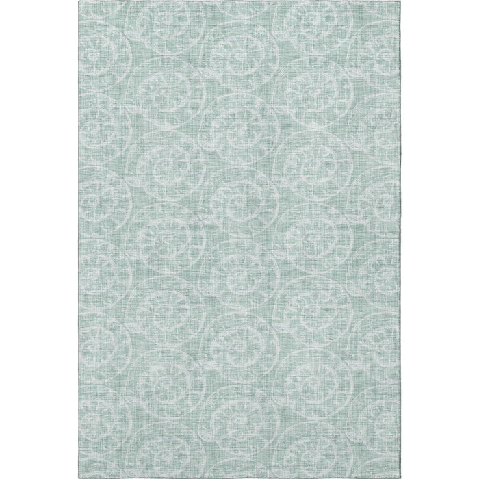 9' X 12' Geometric Washable Area Rug With UV Protection (646114) - Green / Ivory