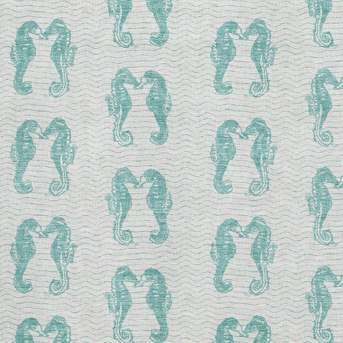 10' X 14' Geometric Washable Area Rug With UV Protection - Aqua / Ivory