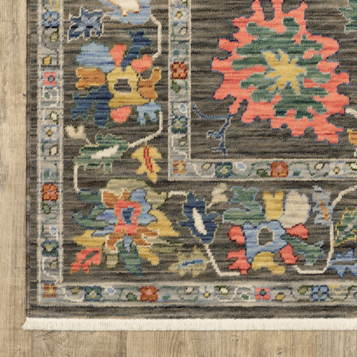 10' X 13' Oriental Area Rug With Fringe - Gray