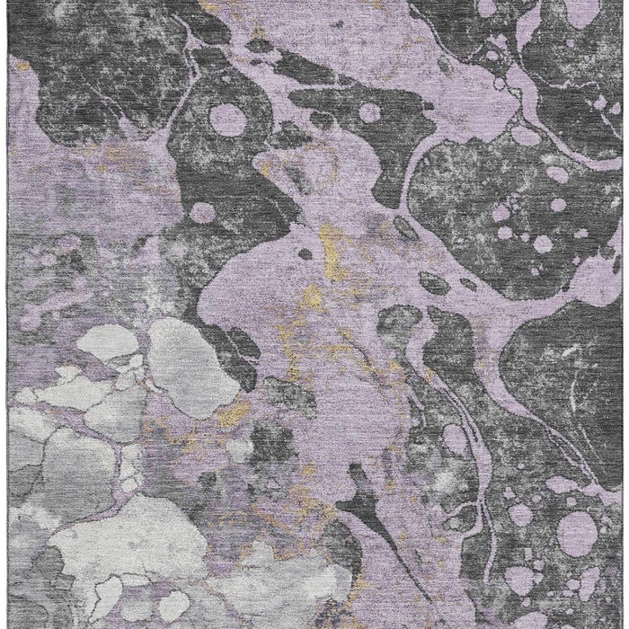 10' X 14' Abstract Washable Area Rug With UV Protection (707779) - Lavender / Beige / Gray