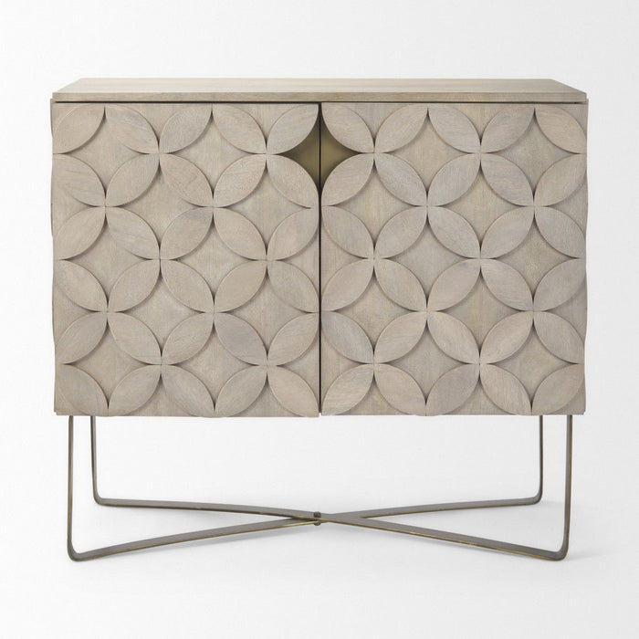 Accent Cabinet With Two Doors - Brown / Gold