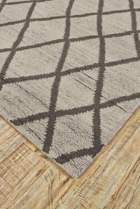 8' X 10' Wool Geometric Hand Knotted Area Rug (744233) - Ivory / Brown