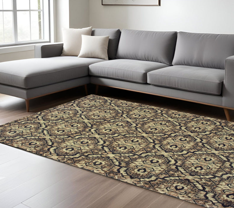 10' X 13' Geometric Distressed Area Rug - Brown