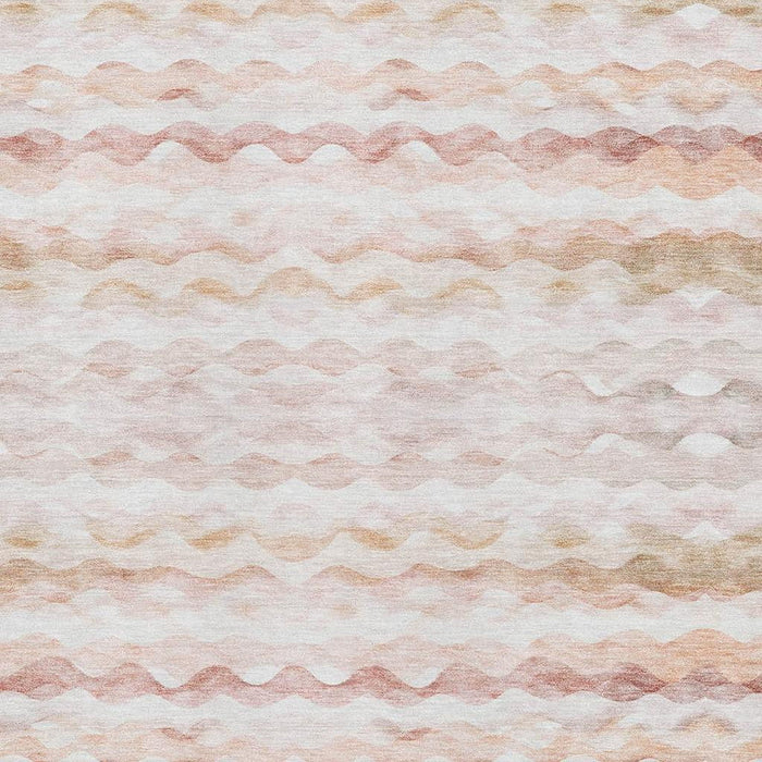 9' X 12' Geometric Washable Area Rug With UV Protection - Peach