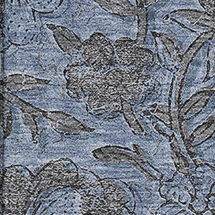 10' X 14' Floral Washable Area Rug With UV Protection - Blue And Gray