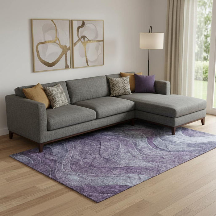10' X 14' Abstract Washable Area Rug With UV Protection (697608) - Purple / Gray / Silver