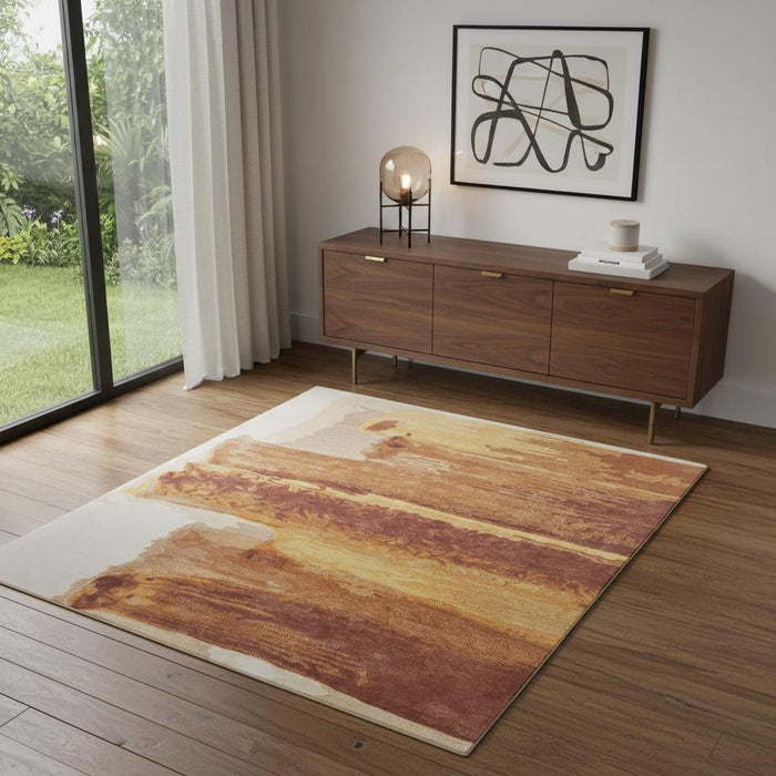 4' X 6' Abstract Hand Tufted Area Rug (566519) - Ivory / Red / Orange
