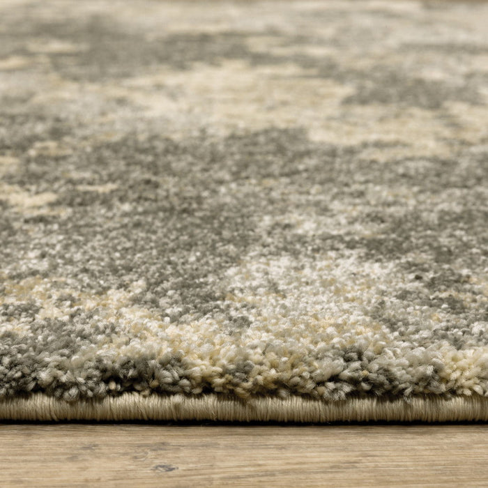 7.9' x 10.8' Abstract Power Loom Stain Resistant Area Rug - Charcoal Grey Beige And Tan