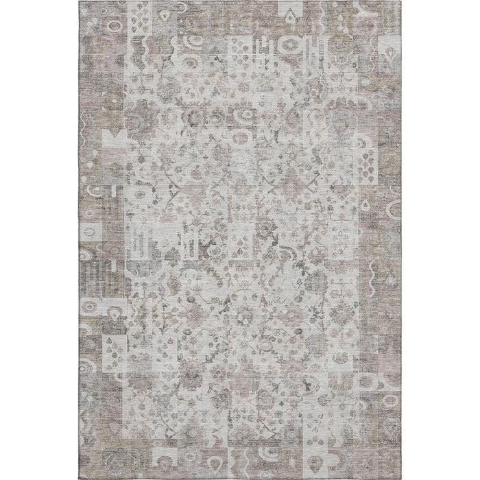 10' X 14' Patchwork Washable Area Rug With UV Protection (717779) - Taupe / Ivory