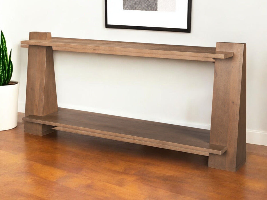 67" Solid Wood Solid Console Table With Shelf - Brown