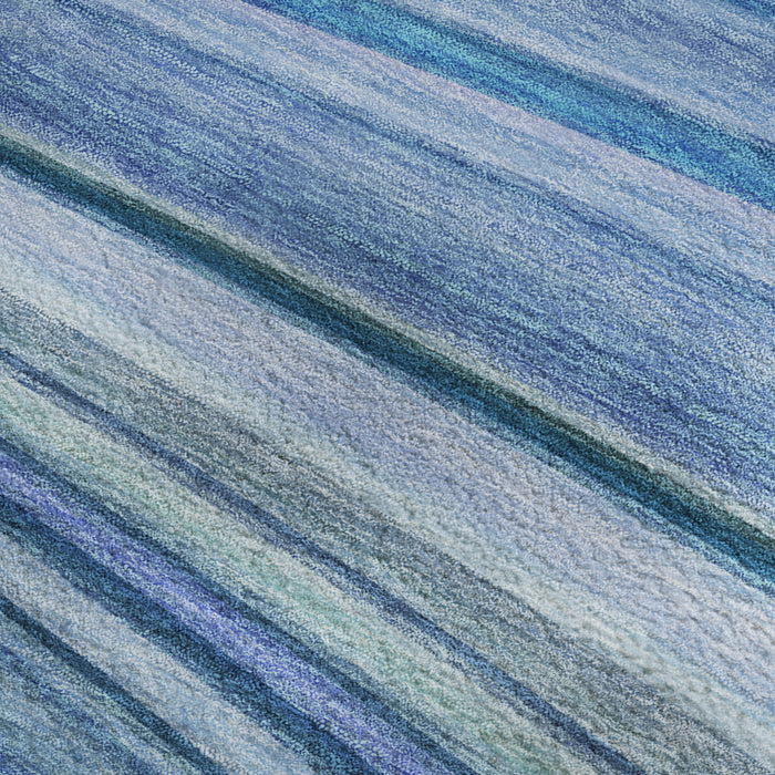 10' X 14' Abstract Washable Area Rug With UV Protection (650344) - Blue / Ivory / Gold