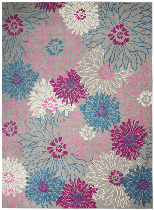 9' x 12' Floral Power Loom Area Rug - Blue Pink