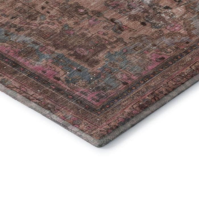 10' X 14' Floral Medallion Washable Area Rug With UV Protection (695912) - Pink / Gray / Blush