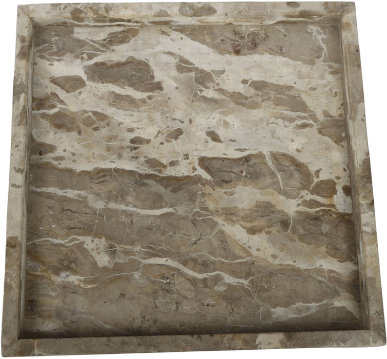 Michael genuine marble tray by Meridian Furniture, rectangular tray with polished marble surface and sleek metal handles.
