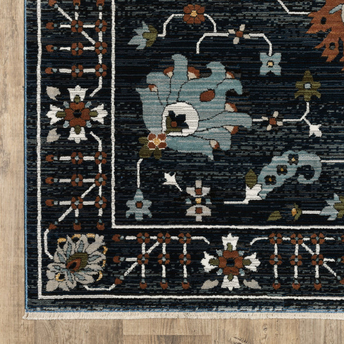 8' X 11' Oriental Area Rug With Fringe (575114) - Rust / Black