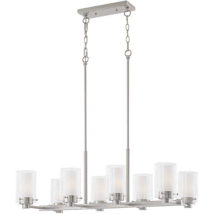 12" Eight Light Dimmable Chandelier With Shades - Nickel