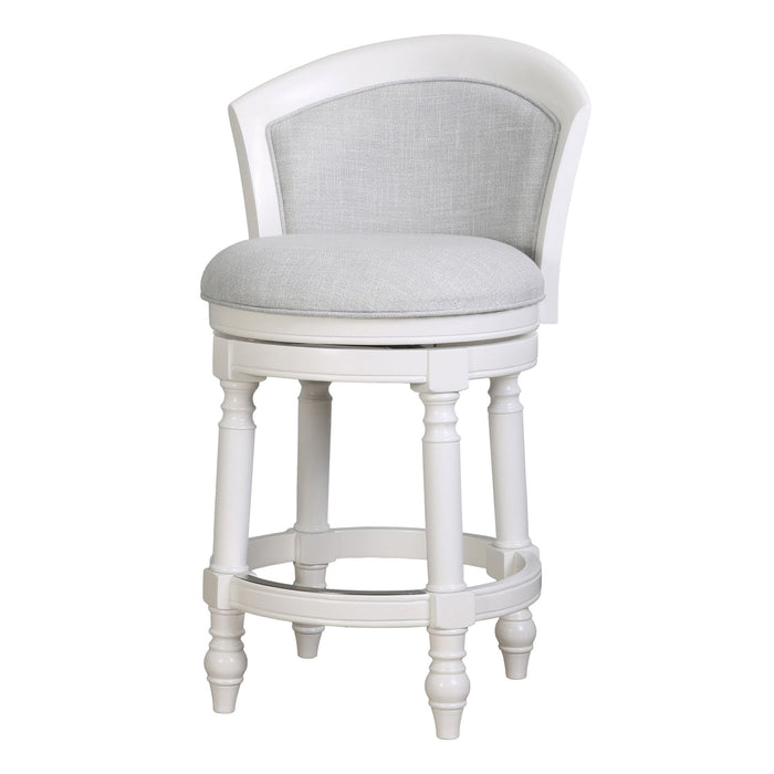 Fabric Solid Wood Low Back Counter Height Swivel Bar Chair (633107) - Gray / White