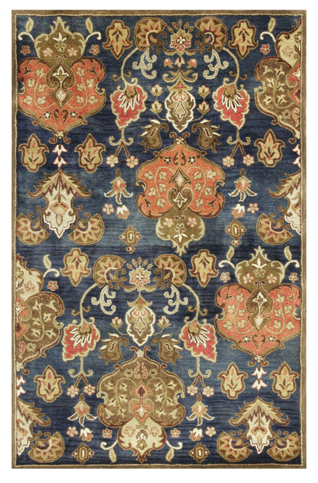 8' x 11' Hand Tufted Traditional Floral Indoor Area Rug - Navy Blue
