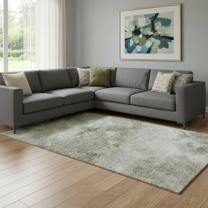 10' X 14' Abstract Washable Area Rug With UV Protection (650542) - Taupe / Ivory / Gray