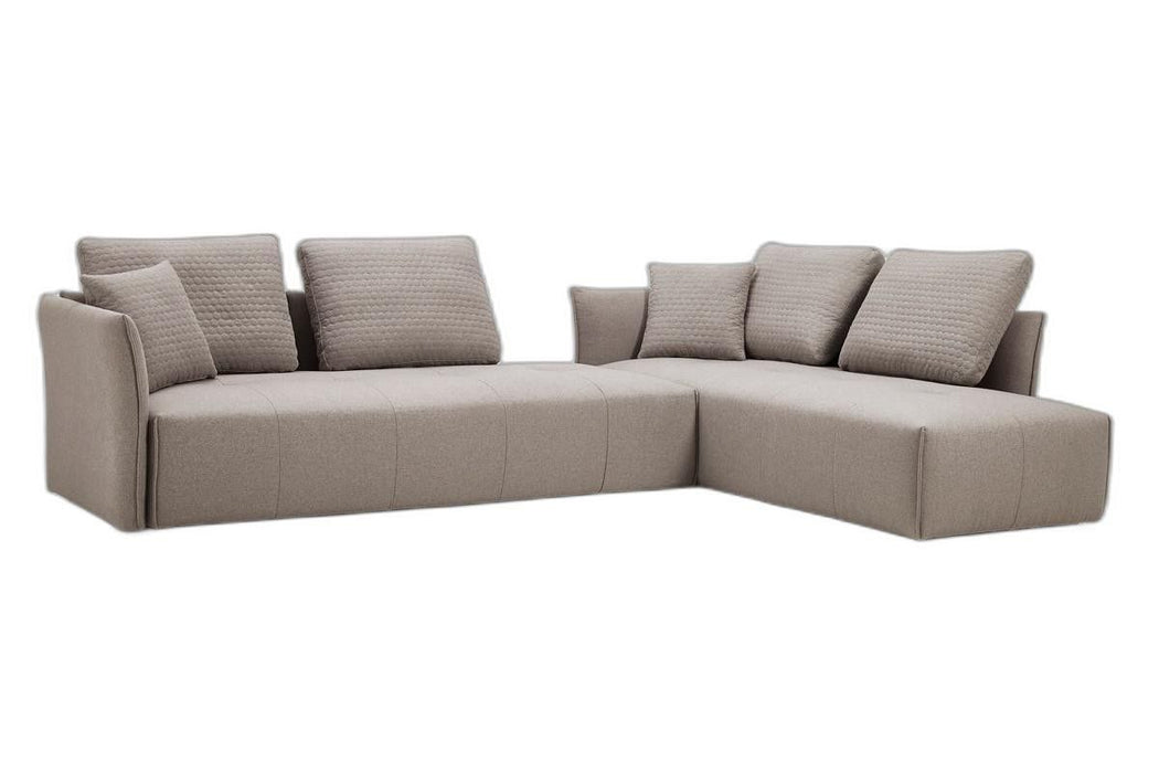 Polyester Modular L Shaped Two Piece Sofa Chaise Sectional Toss Pillows - Light Gray