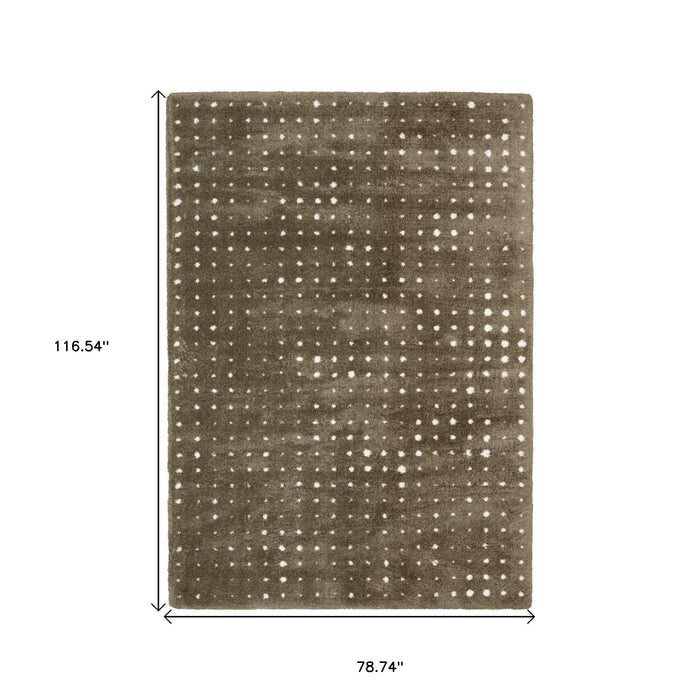 7' X 10' Geometric Area Rug - Brown And Ivory