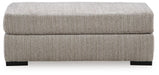 Upholstered Lofwood Ottoman by Signature Design Ashley® with soft fabric and wooden legs, modern style for living room decor.