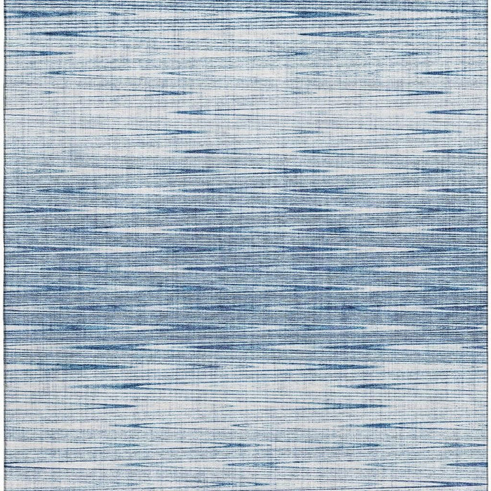 10' X 14' Abstract Washable Area Rug Polyester With UV Protection - Blue And Ivory