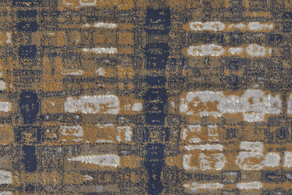 12' x 15' Abstract Power Loom Area Rug - Blue Orange And Gray